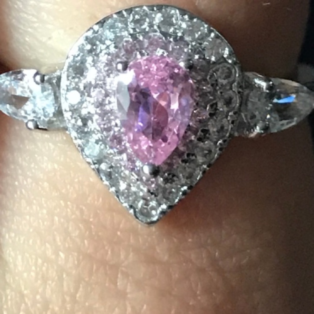 Pink AAA CZ Engagement Ring - Picture 5 of 5